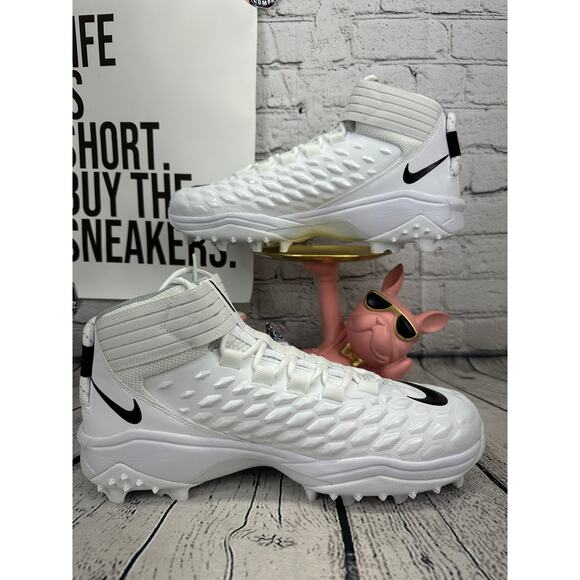 Nike Force Savage Pro 2 Shark Football Cleats Mens 13.5 White Black Mid NFL NEW